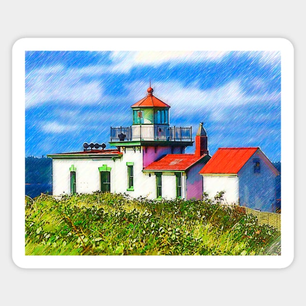 Sketched West Point Lighthouse Sticker by KirtTisdale